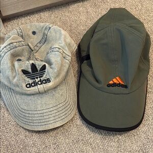 Adidas Gray and Green Caps with Logos